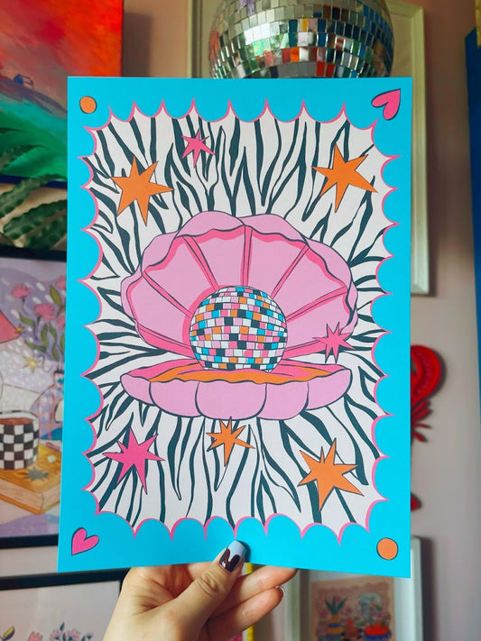 Niebieska Muszla Disco Kusik Illustration