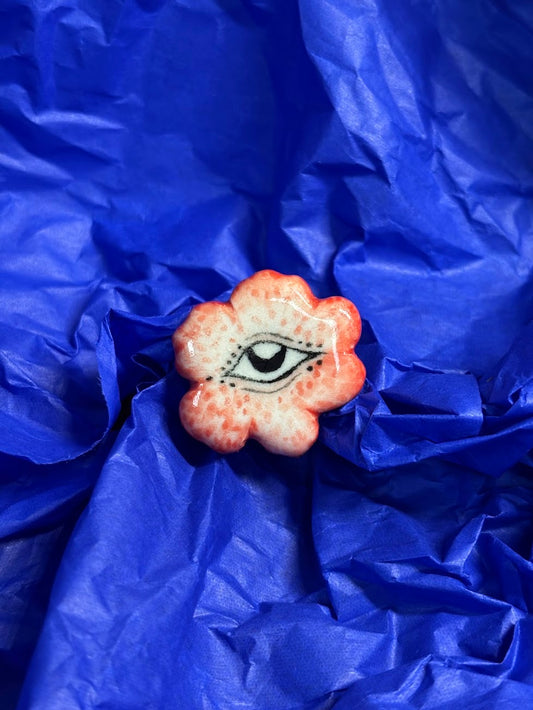 Pierścionek ceramiczny "księżycowy kwiat" truskawka