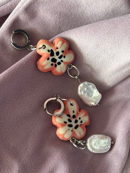 Kolczyki różowe kwiatki