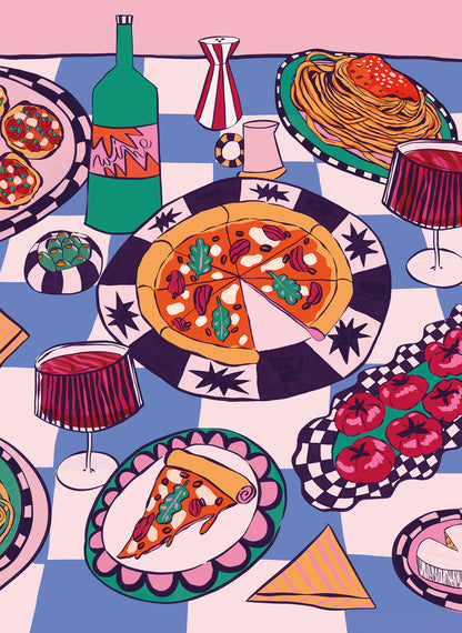 Pizza Party Kusik Illustration
