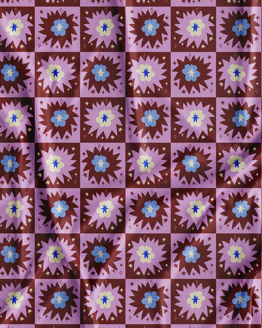 Wzór powierzchniowy Retro Bloom Star Kusik Illustration