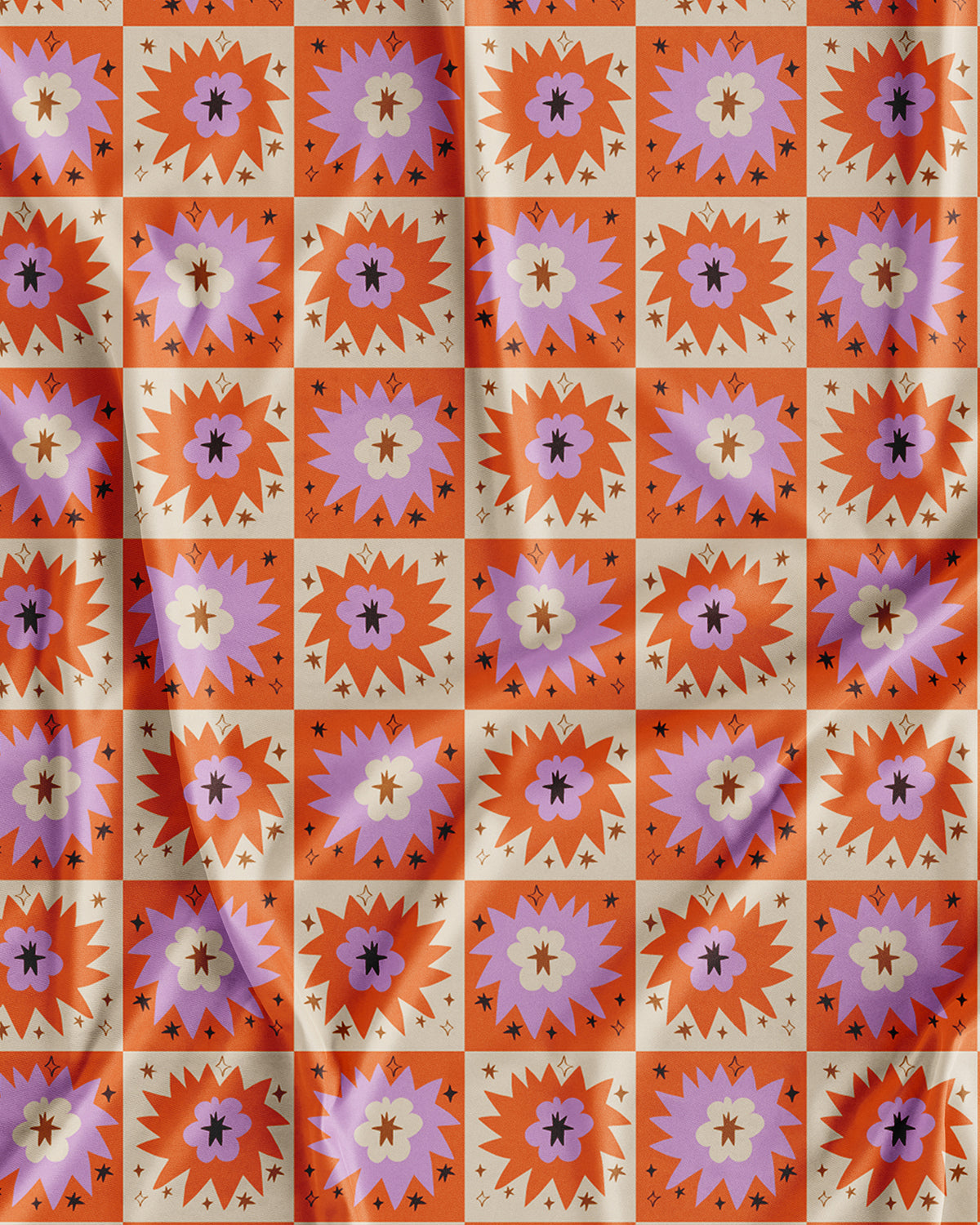 Wzór powierzchniowy Retro Bloom Star Kusik Illustration