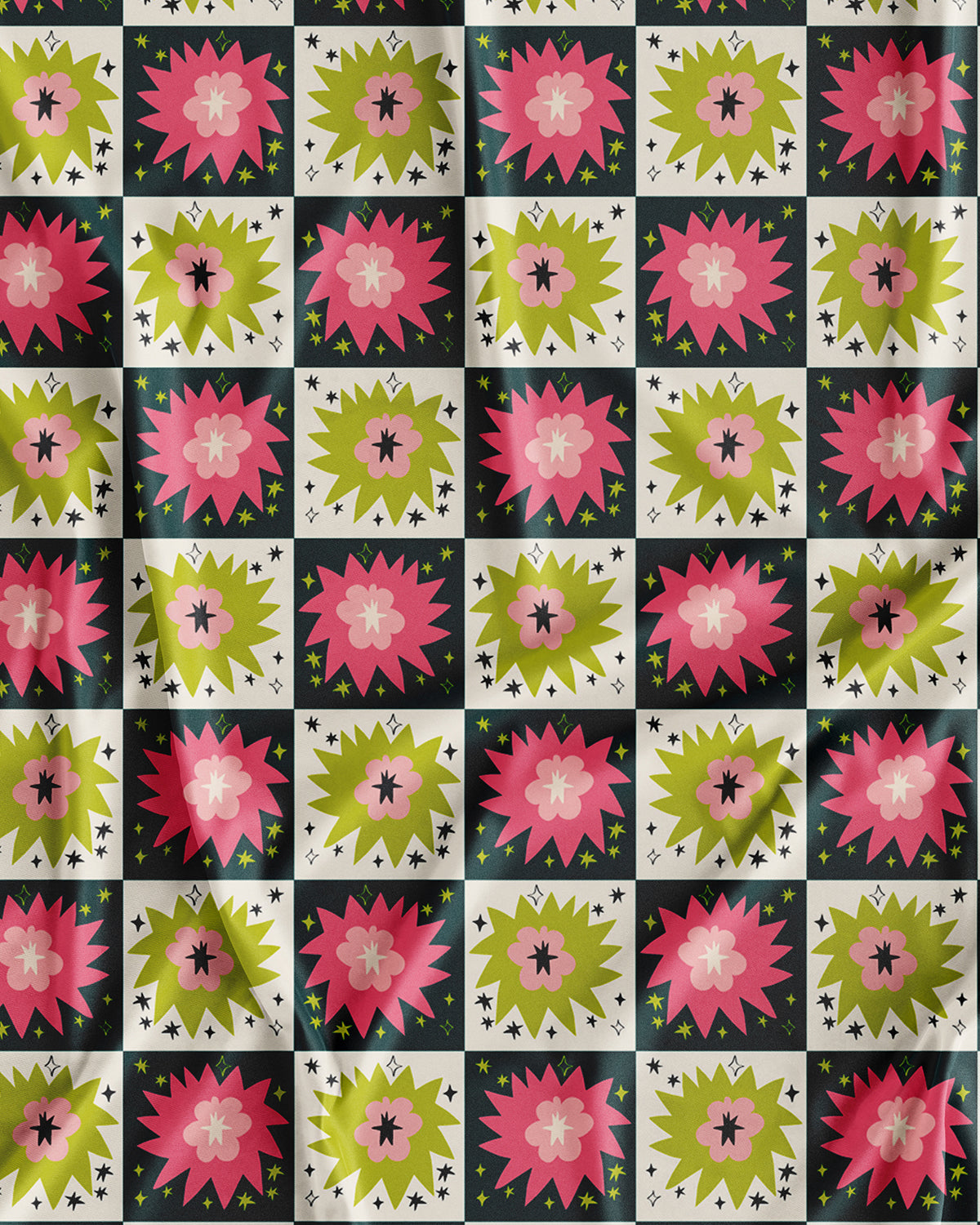 Wzór powierzchniowy Retro Bloom Star Kusik Illustration