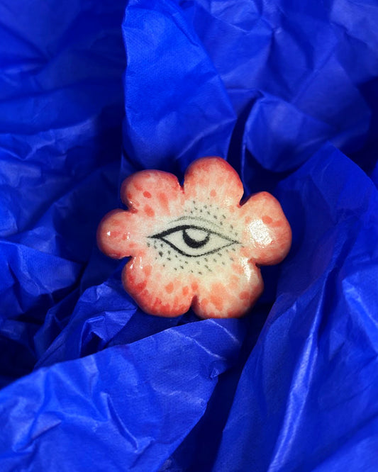 Pierścionek ceramiczny "księżycowy kwiat" truskawka