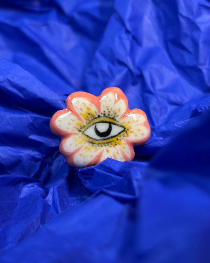 Pierścionek ceramiczny "księżycowy kwiat" stokrotka