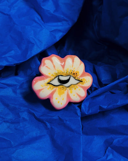 Pierścionek ceramiczny "księżycowy kwiat" stokrotka