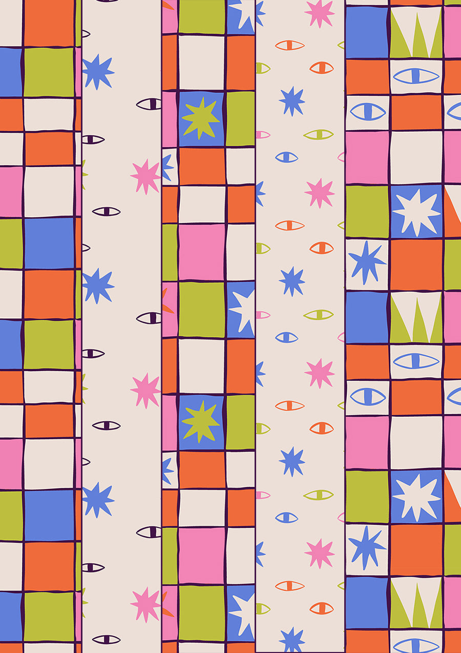 Zestaw 5 wektorowych wzorów powierzchniowych Tryktrak Kusik Illustration